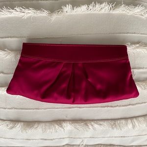 Lauren Merkin red satin clutch